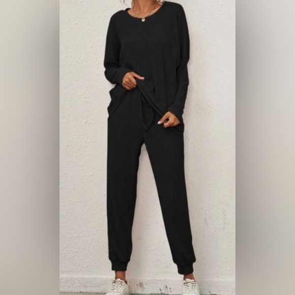 NEW! Brown Soft and Cozy Raglan Sleeve Pullover Jogger Pants 2Pc Set - Picture 4 of 10